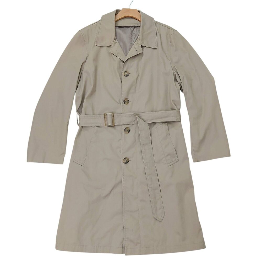 Stafford Performance Trench Coat Raincoat Mens 40R Khaki Classic Fit Belted